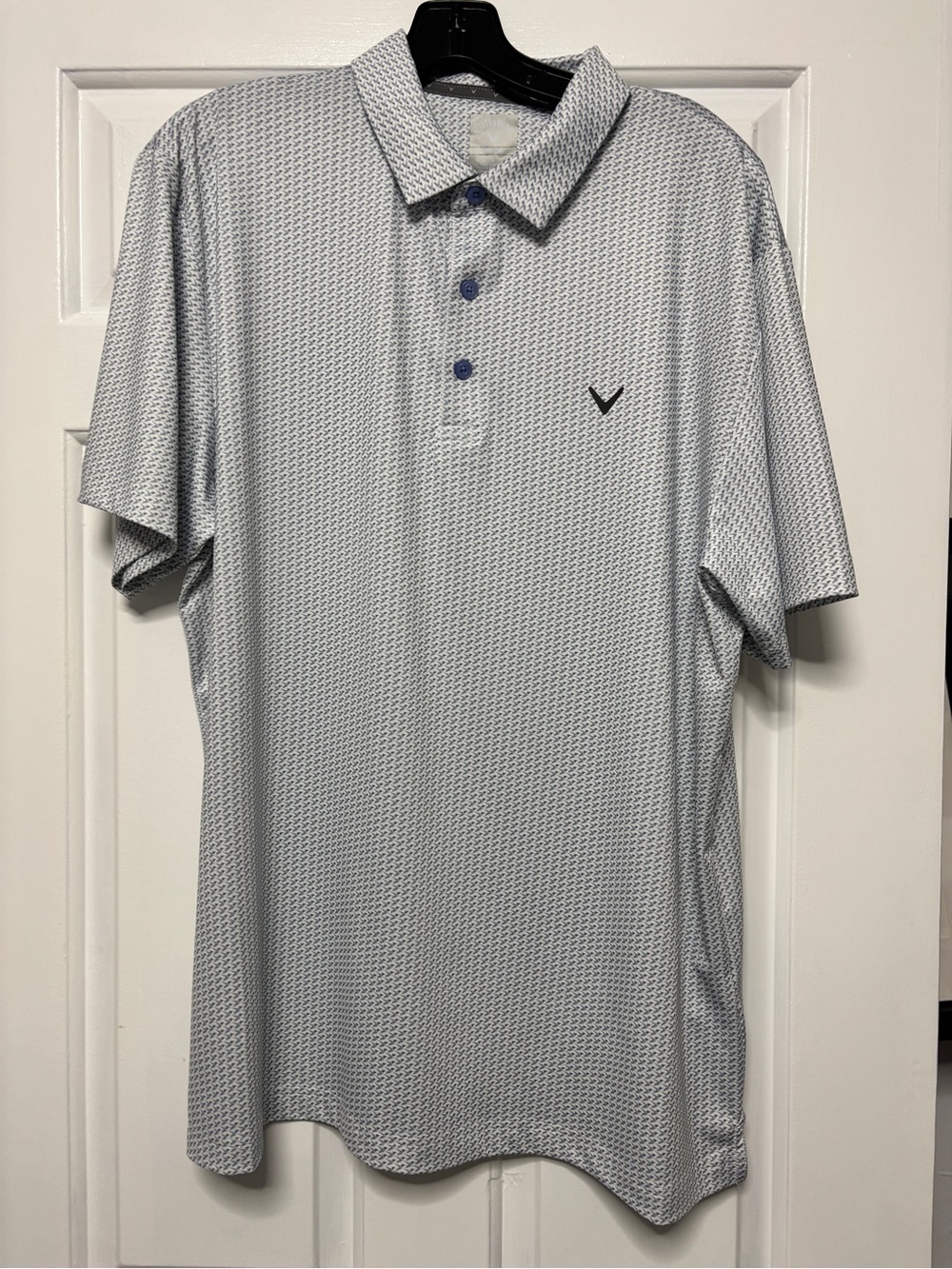 Callaway Opti-Dri Men’s Golf Polo Blue White Geometric Print Size Large